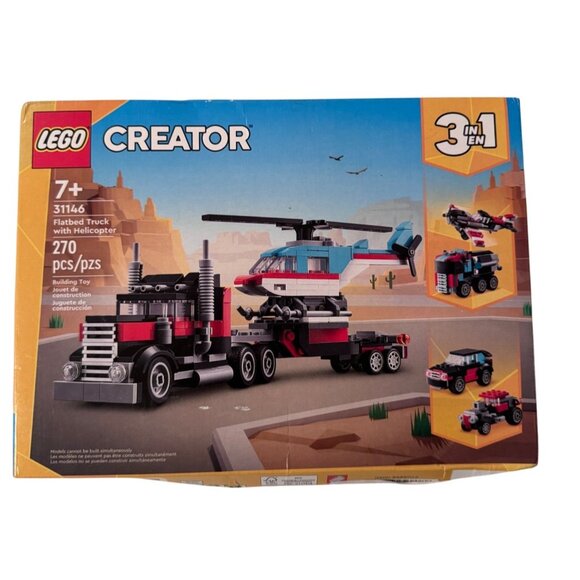 Lego 31146 Flatbed Truck Helicopter 270 Pieces 3 in 1 NWB Ages 7+ - Picture 2 of 3